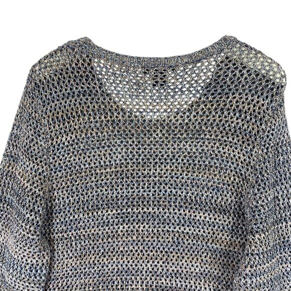 Alison Sheri grey Silver Long Sleeve Open Knit Sweater size xl - Picture 7 of 14